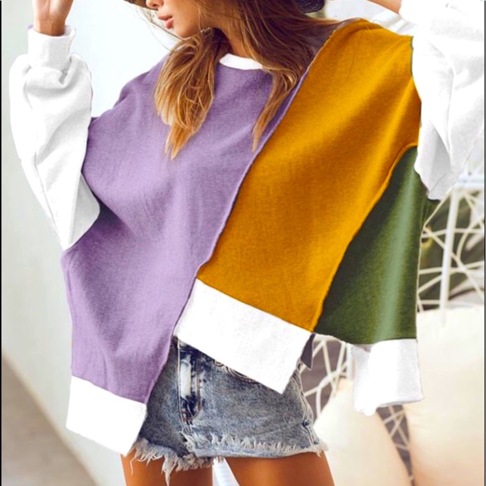 Mardi Gras oversized jagged edge sweater - NEW!